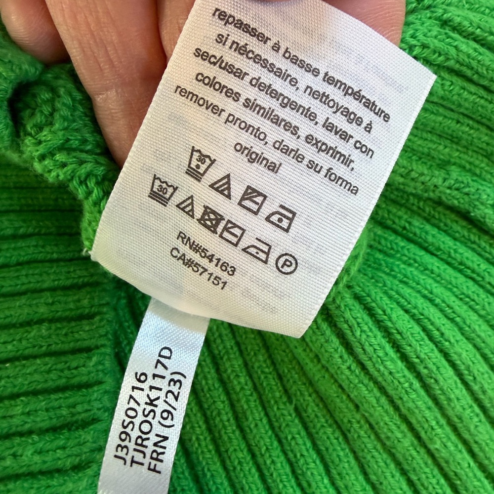 Tommy Hilfiger Kelly Green Cable-Knit Short Sleeve Sweater with Striped Trim /M - Picture 10 of 10